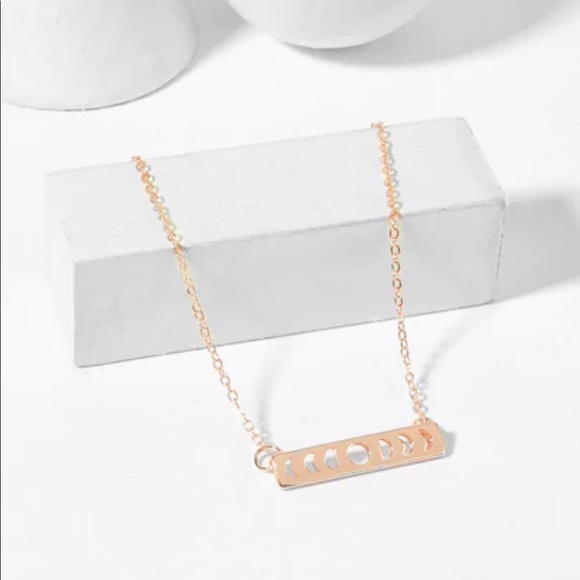 Rose Gold Phases fo the Moon Bar Necklace - Picture 2 of 5